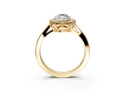 Starburst Halo Engagement Ring Setting for Marquise Center with Flat Cathedral Band and Prong Head in Yellow Gold