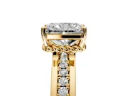 Solitaire Engagement Ring Setting for Radiant Cut Center with Raised Channel Band and Prong Head in Yellow Gold