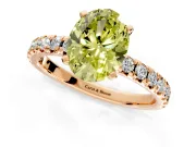 Solitaire Engagement Ring Setting for Fancy Yellow Oval Center with Large Accents and Prong Head in Rose Gold
