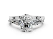 Solitaire Engagement Ring Setting for Oval Center with Twisted Pave Split Shank and Prong Head in Platinum