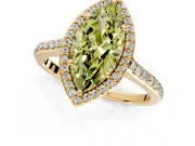 Halo Engagement Ring Setting for Fancy Yellow Marquise Center with Pave Accents, Heart Basket and Prong Head in Yellow Gold