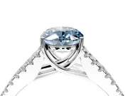 Solitaire Engagement Ring Setting for Fancy Blue Oval Center with Pave Split Shank and Prong Head in Sterling Silver