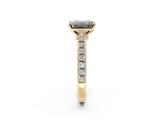 Solitaire Engagement Ring Setting for Emerald Cut Center with Single Row Accent Band and Prong Head in Yellow Gold