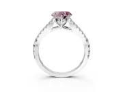 Solitaire Engagement Ring Setting for Fancy Pink Heart-Shaped Center with Pave Split Shank and Prong Head in White Gold