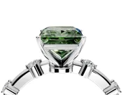 Solitaire Engagement Ring Setting for Fancy Green Princess Cut Center with Bezel Station Band and Prong Head in Platinum