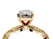 Solitaire Engagement Ring Setting for Emerald Cut Center with Marquise Panel Band and Prong Head in Yellow Gold
