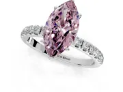 Open Basket Engagement Ring Setting for Fancy Pink Marquise Center with Pave Band and Prong Head in Sterling Silver