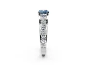 Solitaire Engagement Ring Setting for Fancy Blue Cushion Cut Center with Graduated Shared Prongs and Prong Head in Platinum