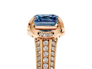 Solitaire Engagement Ring Setting for Fancy Blue Asscher Cut Center with Accented Split Shank and Prong Head in Rose Gold