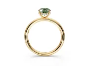 Hidden Halo Engagement Ring Setting for Fancy Green Oval Center with Thin Rounded Band and Prong Head in Yellow Gold