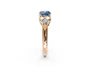 Cluster Engagement Ring Setting for Fancy Blue Cushion Cut Center with Round Cut Accent Frame and Prong Head in Rose Gold
