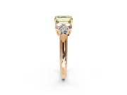 Cluster Engagement Ring Setting for Fancy Yellow Asscher Cut Center with Round Cut Accent Frame and Prong Head in Rose Gold
