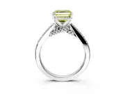 Solitaire Engagement Ring Setting for Fancy Yellow Asscher Cut Center with Crossover Accents and Prong Head in Sterling Silver
