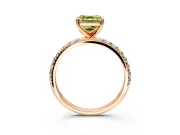 Solitaire Engagement Ring Setting for Fancy Yellow Asscher Cut Center with Micro Pave Band and Prong Head in Rose Gold