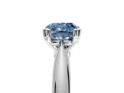 Solitaire Engagement Ring Setting for Fancy Blue Cushion Cut Center with Reverse Tapered Band and Prong Head in Sterling Silver