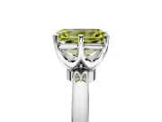 Solitaire Engagement Ring Setting for Fancy Yellow Emerald Cut Center with Plain Band and Tulip Prong Head in Sterling Silver