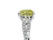 Solitaire Engagement Ring Setting for Fancy Yellow Cushion Cut Center with Twisted Pave Split Shank and Prong Head in Platinum