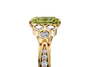 Cluster Engagement Ring Setting for Fancy Yellow Emerald Cut Center with Bezel Accent Clusters and Prong Head in Yellow Gold