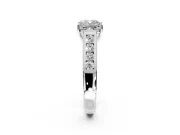 Solitaire Engagement Ring Setting for Cushion Cut Center with Round Cut Channel Band and Prong Head in Sterling Silver
