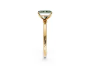 Solitaire Engagement Ring Setting for Fancy Green Radiant Cut Center with Straight Thin Band and Prong Head in Yellow Gold