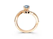 Solitaire Engagement Ring Setting for Fancy Blue Pear-Shaped Center with Pave Bypass Swirl Band and Prong Head in Rose Gold