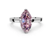 Solitaire Engagement Ring Setting for Fancy Pink Marquise Center with Plain Band and Flat Tab Prong Head in Sterling Silver