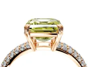 Solitaire Engagement Ring Setting for Fancy Yellow Asscher Cut Center with Multi-Row Pave Accents and Basket Head in Rose Gold