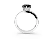 Milgrain Pave Engagement Ring Setting for Fancy Black Heart-Shaped Center with Accent Band and Prong Head in Sterling Silver