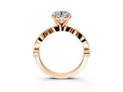 Solitaire Engagement Ring Setting for Round Cut Center with Milgrain Bezel Accents and Prong Head in Rose Gold