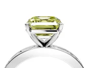 Solitaire Engagement Ring Setting for Fancy Yellow Asscher Cut Center with Channel Baguette Band and Prong Head in White Gold