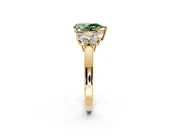 Solitaire Engagement Ring Setting for Fancy Green Pear-Shaped Center with Marquise Flower Shoulders and Prong Head in Yellow Gold