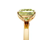 Solitaire Engagement Ring Setting for Fancy Yellow Princess Cut Center with Thin Rounded Plain Band and Prong Head in Yellow Gold