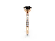 Solitaire Engagement Ring Setting for Fancy Black Round Cut Center with Fine Pave Accents and Prong Head in Rose Gold
