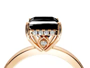 Solitaire Engagement Ring Setting for Fancy Black Princess Cut Center with Fine Wire Band and Prong Head in Rose Gold