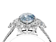 Halo Engagement Ring Setting for Fancy Blue Marquise Center with Two-Strand Split Shank and Prong Head in Sterling Silver
