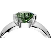 Tension Engagement Ring Setting for Fancy Green Round Cut Center with Wide Flat Band and Tension Head in Platinum