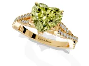 Solitaire Engagement Ring Setting for Fancy Yellow Heart-Shaped Center with Twisted Pave Split Shank and Prong Head in Yellow Gold