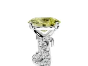 Solitaire Engagement Ring Setting for Fancy Yellow Oval Center with Bar-Station Pave Twist and Prong Head in Platinum
