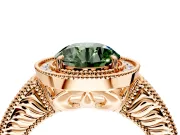 Milgrain Halo Engagement Ring Setting for Fancy Green Round Cut Center with Pave Band and Prong Head in Rose Gold