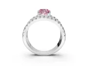 Solitaire Engagement Ring Setting for Fancy Pink Cushion Cut Center with Wide-Open Split Shank and Prong Head in Platinum
