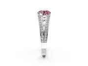 Split Shank Engagement Ring Setting for Fancy Pink Round Cut Center with Pave Split Shank and Prong Head in Platinum