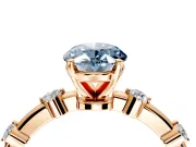 Solitaire Engagement Ring Setting for Fancy Blue Oval Center with Bezel Station Band and Prong Head in Rose Gold