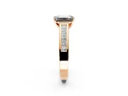 Solitaire Engagement Ring Setting for Emerald Cut Center with Princess Cut Channel Band and Prong Head in Rose Gold