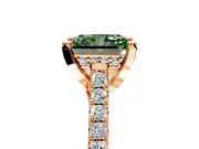 Solitaire Engagement Ring Setting for Fancy Green Radiant Cut Center with Widening Pave Band and Claw Prong Head in Rose Gold