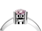 Solitaire Engagement Ring Setting for Fancy Pink Pear-Shaped Center with Plain Band and Flat Tab Prong Head in White Gold
