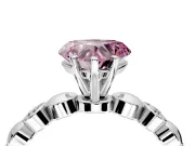 Solitaire Engagement Ring Setting for Fancy Pink Heart-Shaped Center with Beaded Bezel Station Band and Prong Head in Platinum