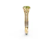 Solitaire Engagement Ring Setting for Fancy Yellow Round Cut Center with Pave Rail Split Shank and Prong Head in Yellow Gold