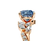 Solitaire Engagement Ring Setting for Fancy Blue Cushion Cut Center with Marquise Accent Twist Band and Prong Head in Rose Gold
