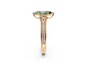 Solitaire Engagement Ring Setting for Fancy Green Marquise Center with Pave Rail Split Shank and Prong Head in Rose Gold