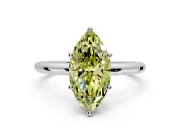 Hidden Halo Engagement Ring Setting for Fancy Yellow Marquise Center with Thin Round-Wire Band and Prong Head in Platinum